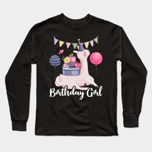 Alpaca Llama Cactus Girls Birthday Animal Lover Cute Long Sleeve T-Shirt